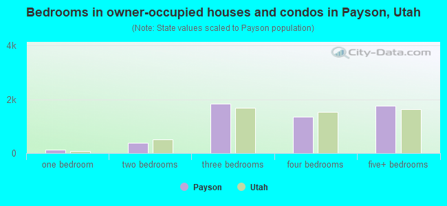 Bedrooms in owner-occupied houses and condos in Payson, Utah