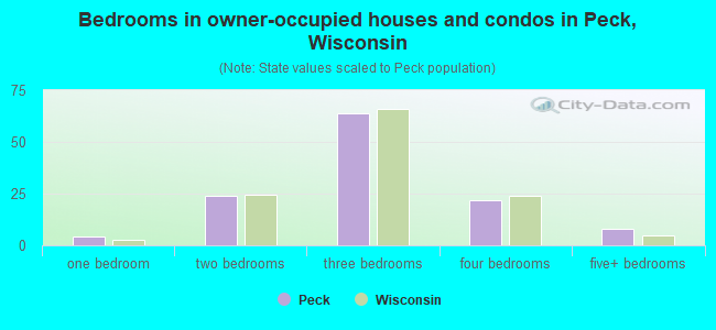 Bedrooms in owner-occupied houses and condos in Peck, Wisconsin