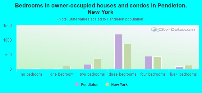 Bedrooms in owner-occupied houses and condos in Pendleton, New York