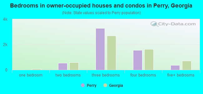 Bedrooms in owner-occupied houses and condos in Perry, Georgia