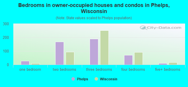 Bedrooms in owner-occupied houses and condos in Phelps, Wisconsin