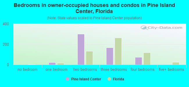 Bedrooms in owner-occupied houses and condos in Pine Island Center, Florida