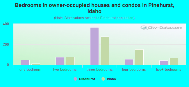 Bedrooms in owner-occupied houses and condos in Pinehurst, Idaho