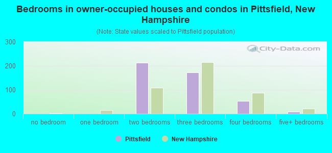 Bedrooms in owner-occupied houses and condos in Pittsfield, New Hampshire