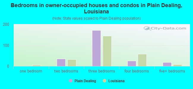 Bedrooms in owner-occupied houses and condos in Plain Dealing, Louisiana