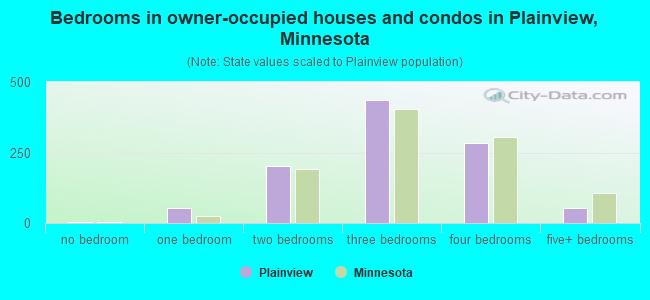 Bedrooms in owner-occupied houses and condos in Plainview, Minnesota