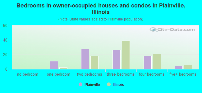 Bedrooms in owner-occupied houses and condos in Plainville, Illinois