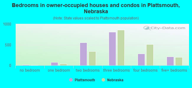 Bedrooms in owner-occupied houses and condos in Plattsmouth, Nebraska