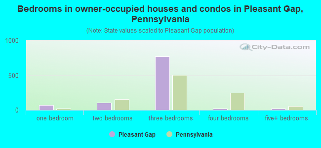 Bedrooms in owner-occupied houses and condos in Pleasant Gap, Pennsylvania