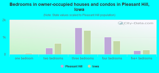 Bedrooms in owner-occupied houses and condos in Pleasant Hill, Iowa