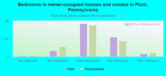 Bedrooms in owner-occupied houses and condos in Plum, Pennsylvania