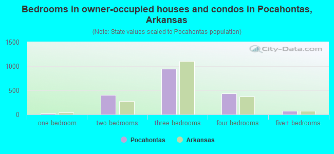 Bedrooms in owner-occupied houses and condos in Pocahontas, Arkansas
