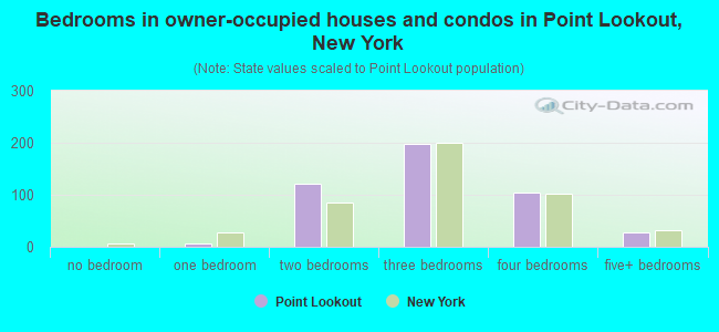 Bedrooms in owner-occupied houses and condos in Point Lookout, New York