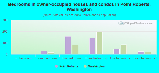 Bedrooms in owner-occupied houses and condos in Point Roberts, Washington