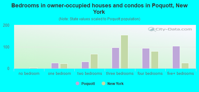 Bedrooms in owner-occupied houses and condos in Poquott, New York