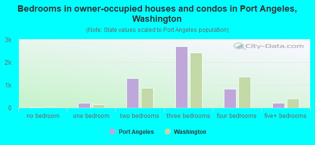 Bedrooms in owner-occupied houses and condos in Port Angeles, Washington