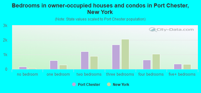 Bedrooms in owner-occupied houses and condos in Port Chester, New York