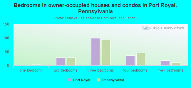 Bedrooms in owner-occupied houses and condos in Port Royal, Pennsylvania