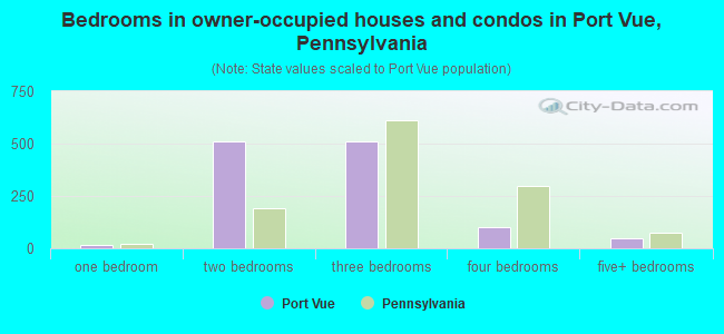 Bedrooms in owner-occupied houses and condos in Port Vue, Pennsylvania
