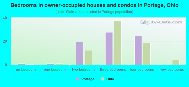 Bedrooms in owner-occupied houses and condos in Portage, Ohio