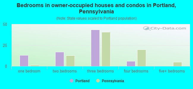 Bedrooms in owner-occupied houses and condos in Portland, Pennsylvania