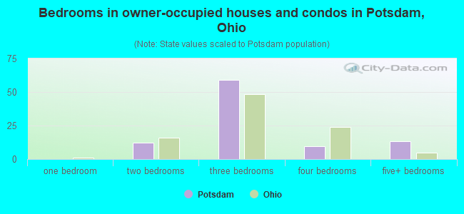 Bedrooms in owner-occupied houses and condos in Potsdam, Ohio