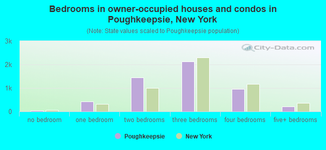 Bedrooms in owner-occupied houses and condos in Poughkeepsie, New York