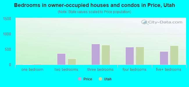 Bedrooms in owner-occupied houses and condos in Price, Utah
