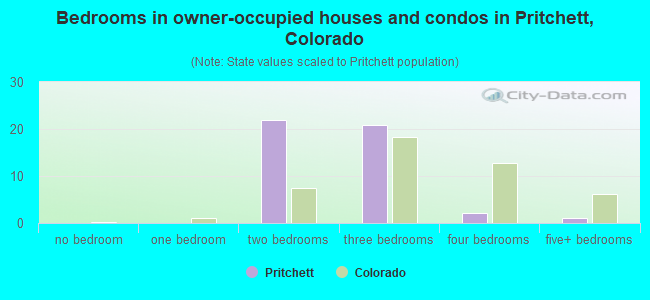 Bedrooms in owner-occupied houses and condos in Pritchett, Colorado