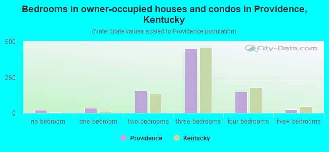 Bedrooms in owner-occupied houses and condos in Providence, Kentucky