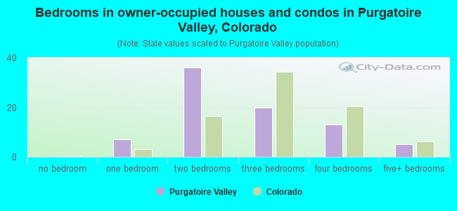 Bedrooms in owner-occupied houses and condos in Purgatoire Valley, Colorado