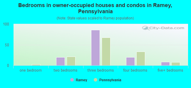 Bedrooms in owner-occupied houses and condos in Ramey, Pennsylvania