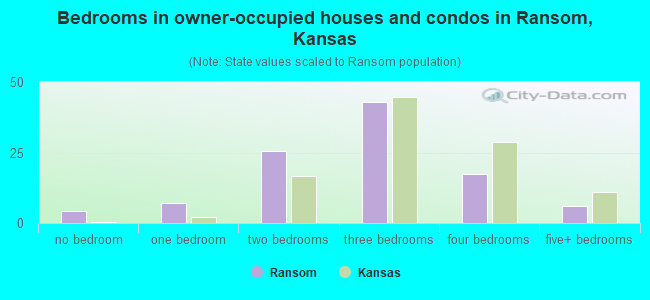 Bedrooms in owner-occupied houses and condos in Ransom, Kansas