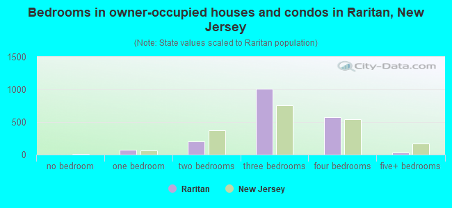 Bedrooms in owner-occupied houses and condos in Raritan, New Jersey