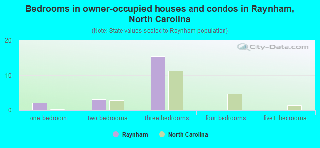Bedrooms in owner-occupied houses and condos in Raynham, North Carolina