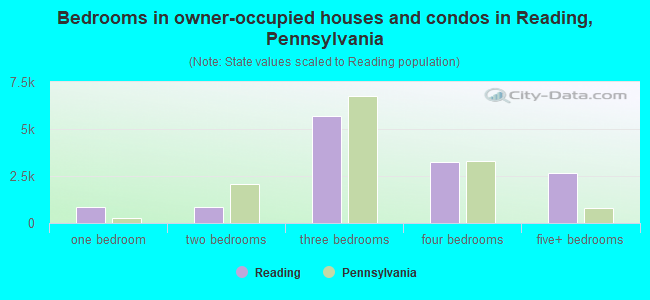 Bedrooms in owner-occupied houses and condos in Reading, Pennsylvania