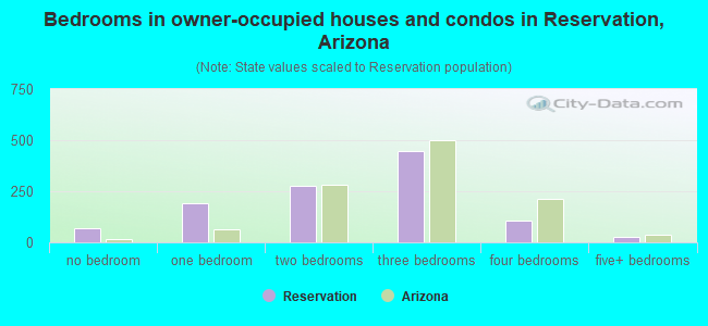 Bedrooms in owner-occupied houses and condos in Reservation, Arizona