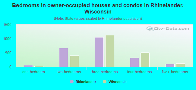 Bedrooms in owner-occupied houses and condos in Rhinelander, Wisconsin
