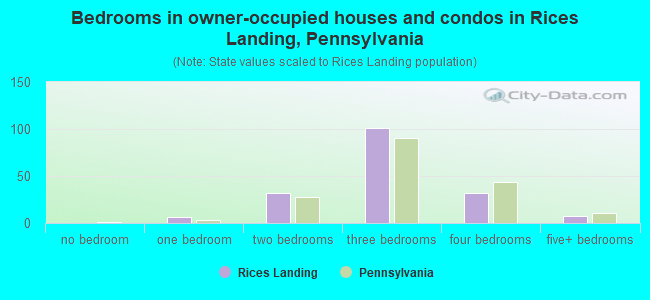 Bedrooms in owner-occupied houses and condos in Rices Landing, Pennsylvania