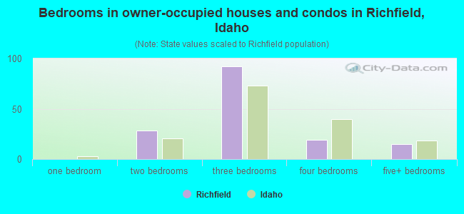 Bedrooms in owner-occupied houses and condos in Richfield, Idaho