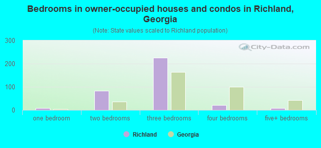 Bedrooms in owner-occupied houses and condos in Richland, Georgia