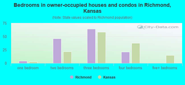 Bedrooms in owner-occupied houses and condos in Richmond, Kansas