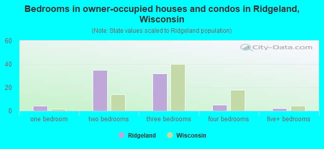 Bedrooms in owner-occupied houses and condos in Ridgeland, Wisconsin