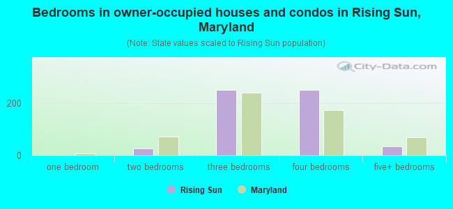 Bedrooms in owner-occupied houses and condos in Rising Sun, Maryland