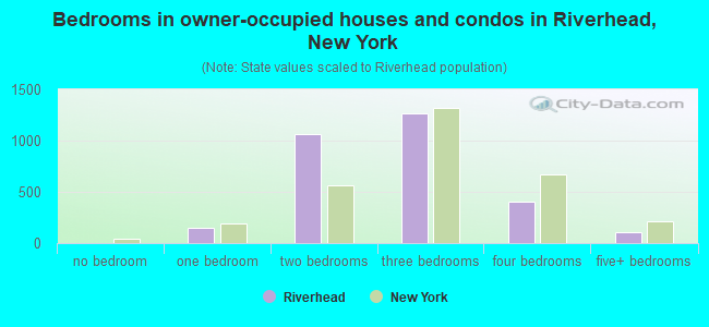 Bedrooms in owner-occupied houses and condos in Riverhead, New York
