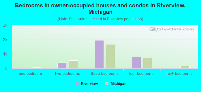 Bedrooms in owner-occupied houses and condos in Riverview, Michigan