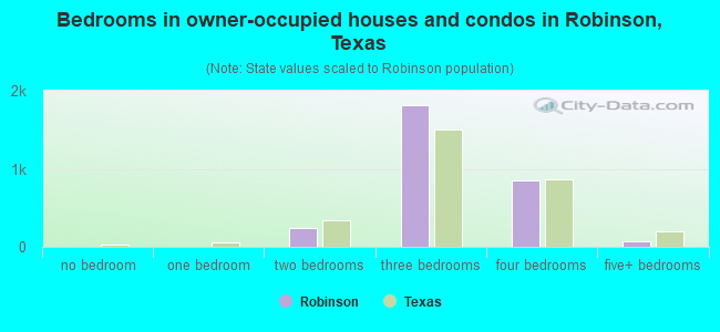 Bedrooms in owner-occupied houses and condos in Robinson, Texas