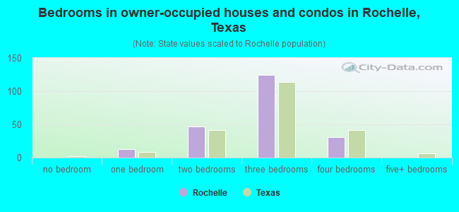 Bedrooms in owner-occupied houses and condos in Rochelle, Texas