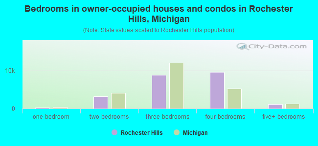 Bedrooms in owner-occupied houses and condos in Rochester Hills, Michigan