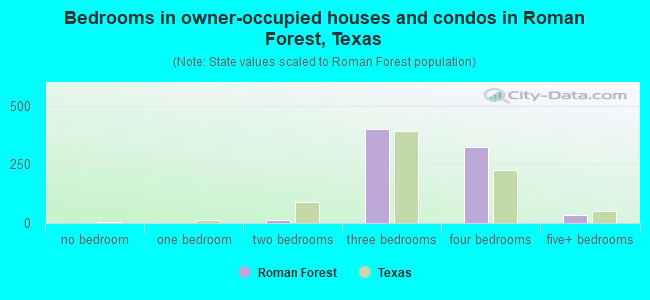 Bedrooms in owner-occupied houses and condos in Roman Forest, Texas